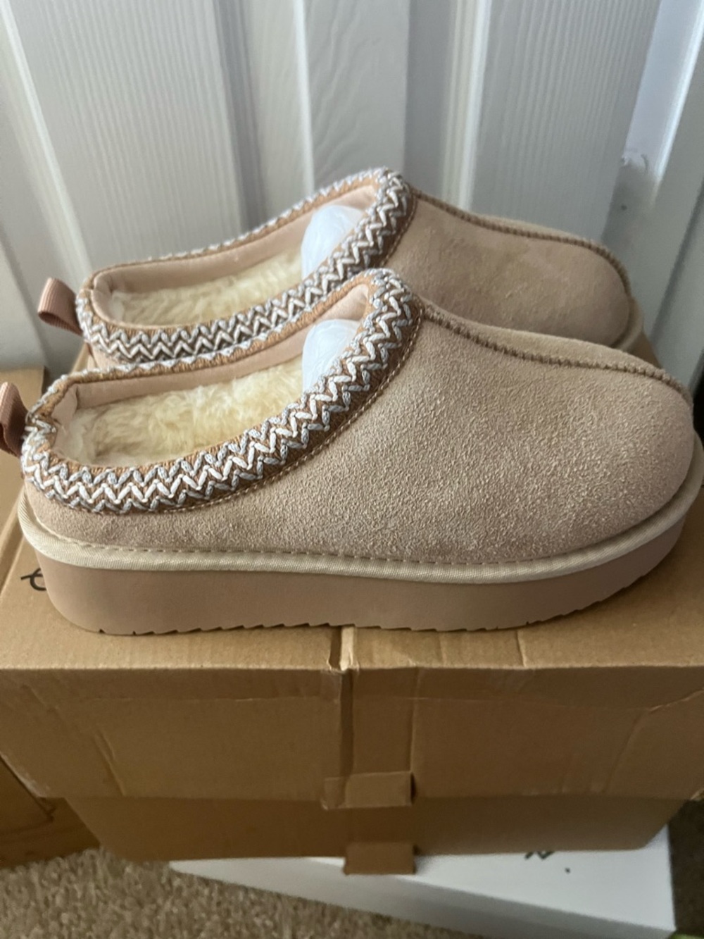 Cozy Women's Platform Slippers in Light Tan